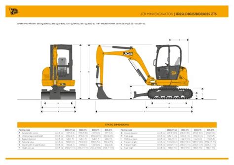 jcb mini excavator specs